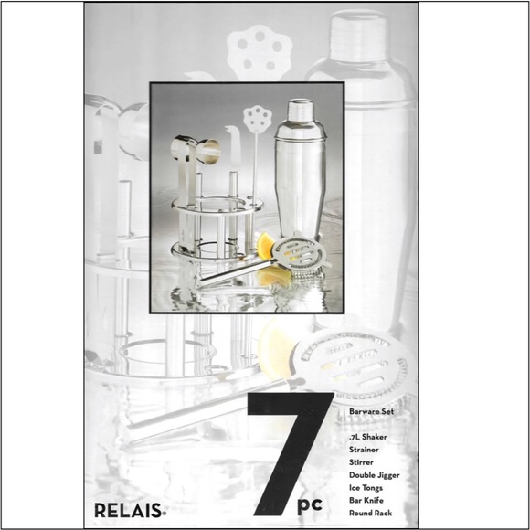 HAMPTON FORGE Relais 7 Piece Stainless Steel Bar Barware Cocktail Set NEW - Picture 2 of 3